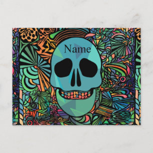 Halloween Hippie Skull Thunder_Cove Feestdagenkaart