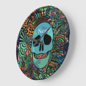 Halloween Hippie Skull Thunder_Cove Grote Klok (Hoek)