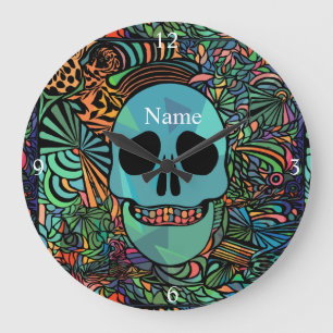 Halloween Hippie Skull Thunder_Cove Grote Klok