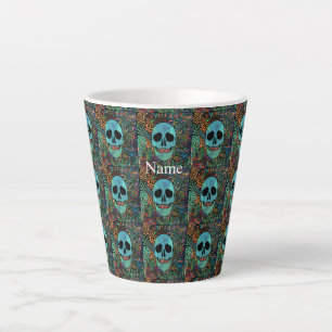Halloween Hippie Skull Thunder_Cove Latte Mok