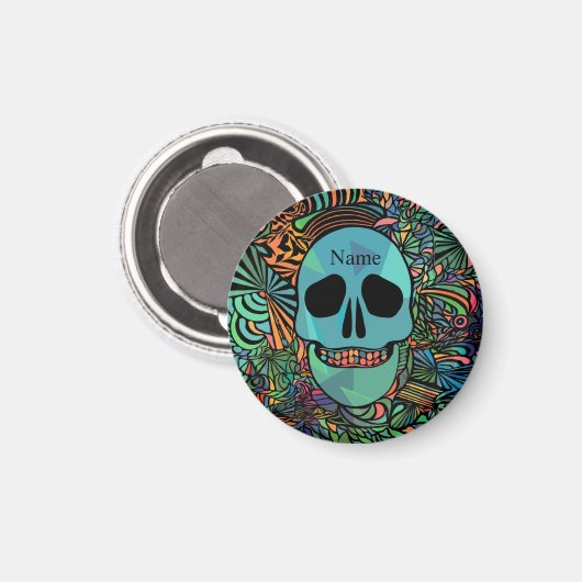 Halloween Hippie Skull Thunder_Cove Magneet (Voorkant / Achterkant)