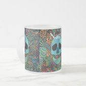Halloween Hippie Skull Thunder_Cove Matglas Koffiemok (Voorkant links)