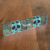 Halloween Hippie Skull Thunder_Cove Naambordje (Zijkant)