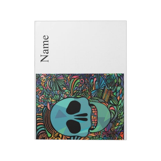 Halloween Hippie Skull Thunder_Cove Notitieblok (Linkerzijde)