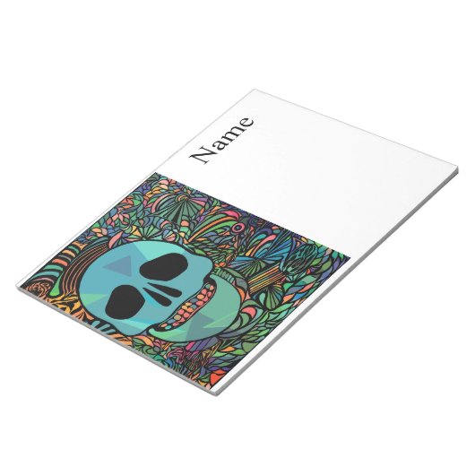 Halloween Hippie Skull Thunder_Cove Notitieblok (Schuin)