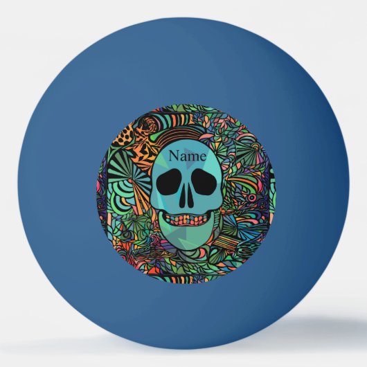 Halloween Hippie Skull Thunder_Cove Pingpongbal (Voorkant)