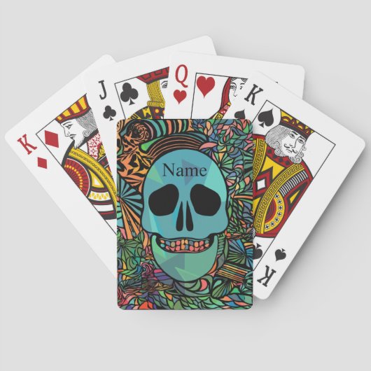 Halloween Hippie Skull Thunder_Cove Pokerkaarten (Achterkant)
