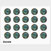 Halloween Hippie Skull Thunder_Cove Ronde Sticker (Vel)