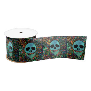 Halloween Hippie Skull Thunder_Cove Satijnen Lint