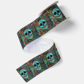 Halloween Hippie Skull Thunder_Cove Satijnen Lint (Achterkant)