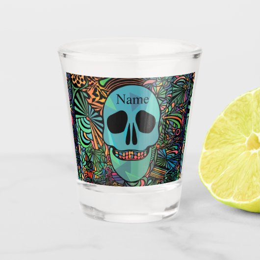 Halloween Hippie Skull Thunder_Cove Shot Glas (Voorkant)