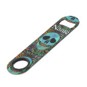Halloween Hippie Skull Thunder_Cove Speed Flessenopener (Voorkant Gekanteld)