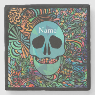 Halloween Hippie Skull Thunder_Cove Stenen Onderzetter