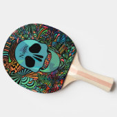 Halloween Hippie Skull Thunder_Cove Tafeltennisbatje (Zijkant)