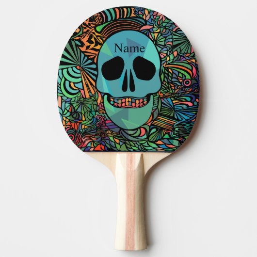 Halloween Hippie Skull Thunder_Cove Tafeltennisbatje (Voorkant)