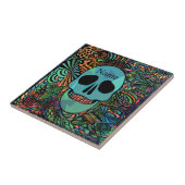 Halloween Hippie Skull Thunder_Cove Tegeltje (Zijkant)