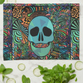 Halloween Hippie Skull Thunder_Cove Theedoek (Gevouwen)