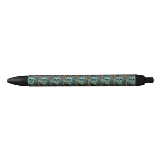 Halloween Hippie Skull Thunder_Cove Zwarte Inkt Pen (Voorkant)