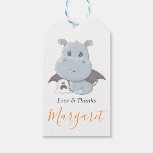 Halloween Hippopotamus Little Boo Baby shower Cadeaulabel (Voorkant)