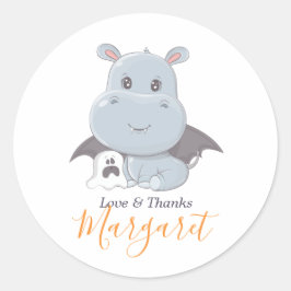Halloween Hippopotamus Little Boo Baby shower Ronde Sticker