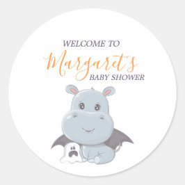 Halloween Hippopotamus Little Boo Baby shower Ronde Sticker