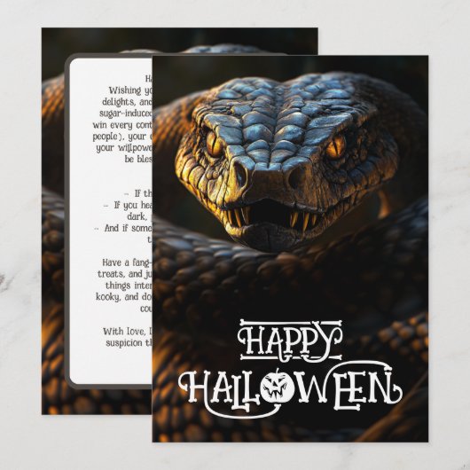 Halloween 🐍"Hiss-terical Haunt kaart (Voorkant / Achterkant)