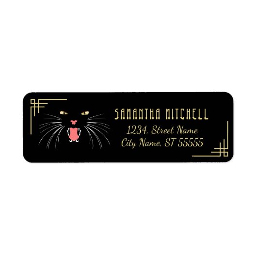 Halloween Hissenkat Black Elegant Adresetiketten Etiket (Voorkant)