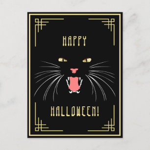 Halloween Hissenkat Black Elegant Briefkaart
