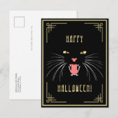 Halloween Hissenkat Black Elegant Briefkaart (Voorkant / Achterkant)