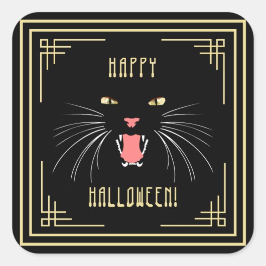 Halloween Hissenkat Black Elegant Stickers (Voorkant)