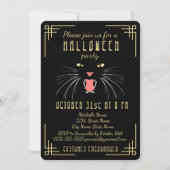 Halloween Hissing Cat Black Elegant Invitation Kaart (Voorkant)