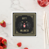 Halloween Hissing Cat Black Elegant Paper Napkins Servet (Insitu)