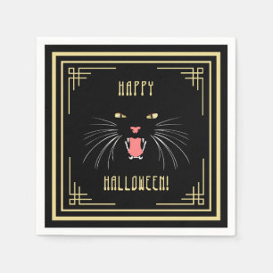 Halloween Hissing Cat Black Elegant Paper Napkins Servet