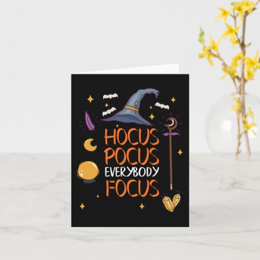 Halloween Hocus Pocus Iedereen Focus Leuke Leraar Kaart (Gele Bloem)