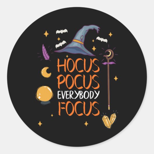 Halloween Hocus Pocus Iedereen Focus Leuke Leraar Ronde Sticker (Voorkant)