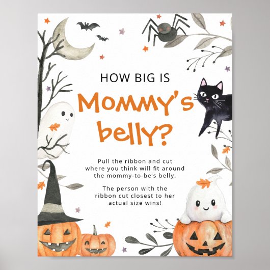 Halloween Hoe groot is mama's buik douche spel Poster (Voorkant)