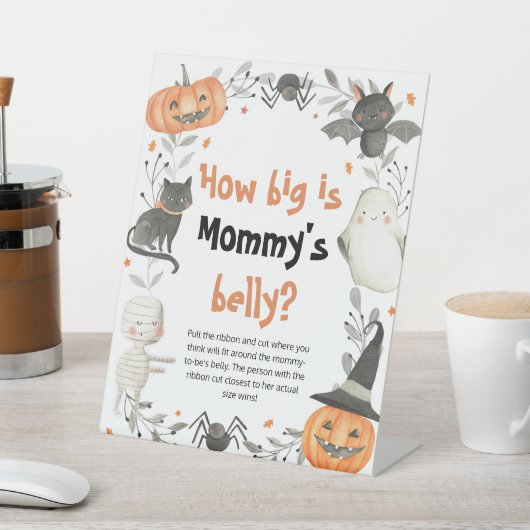 Halloween Hoe groot is mama's buik douche spel Reclamebord Met Voetstuk (Insitu)