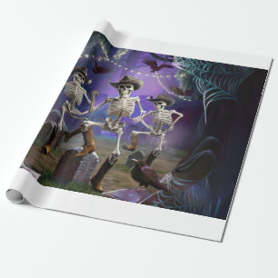 Halloween Hoedown, Dancing Skeletons Horiz Cadeaupapier