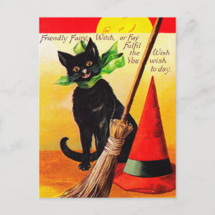 Halloween Holiday Black cat  briefkaart