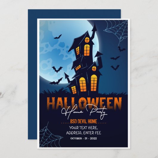 Halloween Home Party Kaart (Voorkant / Achterkant)