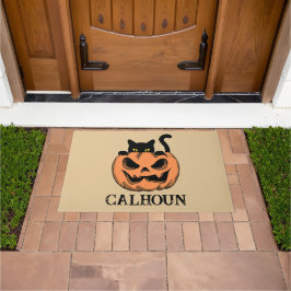 Halloween Home Pompoen en Zwarte Kat Gepersonalise Deurmat
