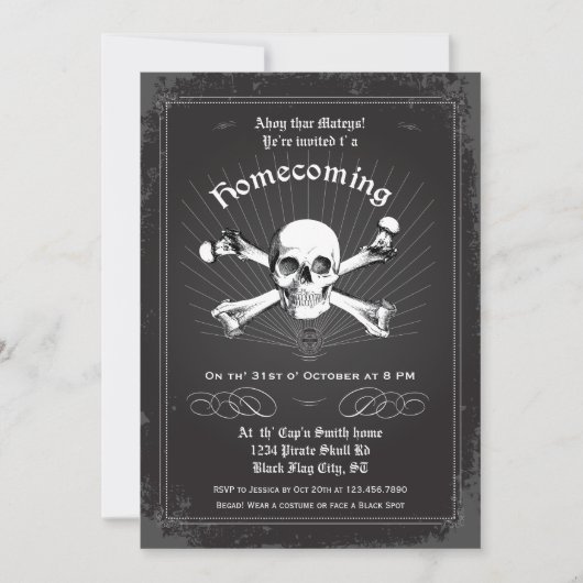 Halloween Homecoming Pirate Party Invitation Kaart (Voorkant)