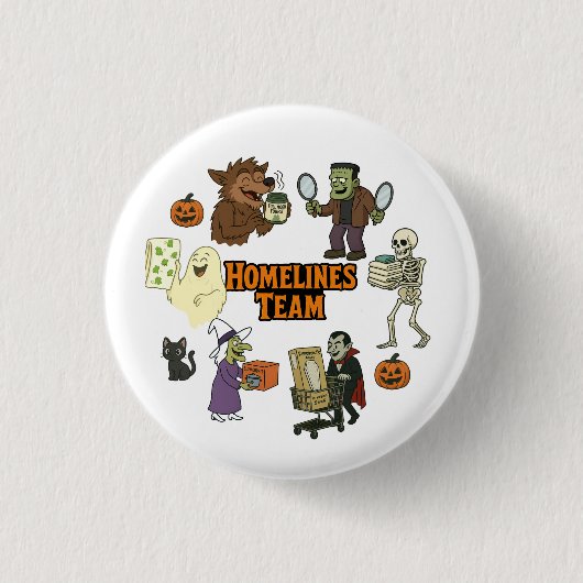 Halloween Homelines Team Ronde Button 3,2 Cm (Voorkant)