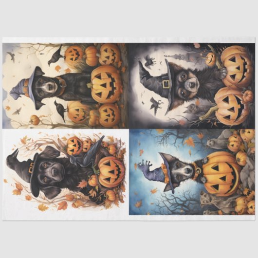 Halloween Hond 1 Collage Decoupage Papier (Voorkant)