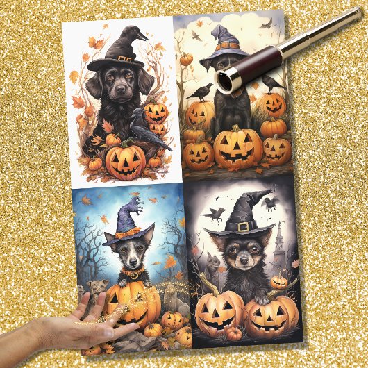 Halloween Hond 1 Collage Decoupage Papier