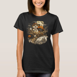 Halloween Hond en Kat Bouwen een Knus Vogelnestje T-shirt