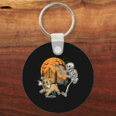 Halloween Hond Fun Skelet Jacht Begraafplaats Sleutelhanger (Voorkant)