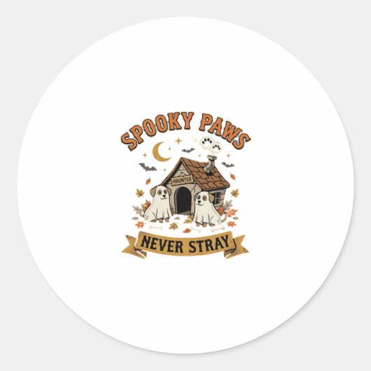 Halloween Hond Geestenpoten Ronde Sticker (Voorkant)