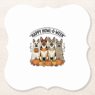 Halloween Hond Gelukkig Howl-O-Ween Vintage Duitse Kartonnen Onderzetters