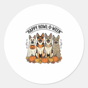 Halloween Hond Gelukkig Howl-O-Ween Vintage Duitse Ronde Sticker